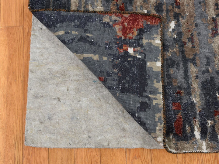 9'0" x 12'2" New Hand Knotted Red Wool & Silk Rectangle Oriental Rug - MOA10287149