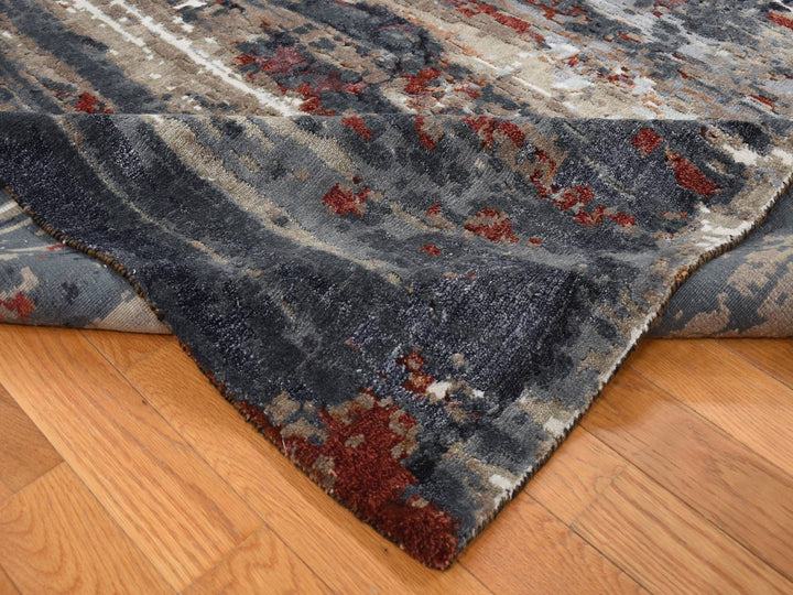 9'0" x 12'2" New Hand Knotted Red Wool & Silk Rectangle Oriental Rug - MOA10287149