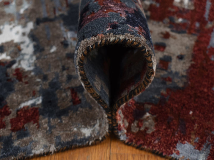 9'0" x 12'2" New Hand Knotted Red Wool & Silk Rectangle Oriental Rug - MOA10287149