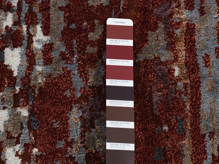 9'0" x 12'2" New Hand Knotted Red Wool & Silk Rectangle Oriental Rug - MOA10287149
