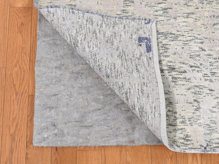 9'0" x 11'10" New Hand Knotted Ivory Wool & Silk Rectangle Oriental Rug - MOA10287150