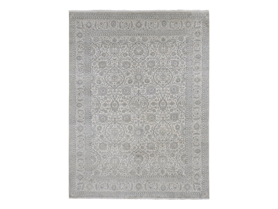 8'10" x 12'0" New Hand Knotted Ivory Silk Rectangle Oriental Rug - MOA10287155