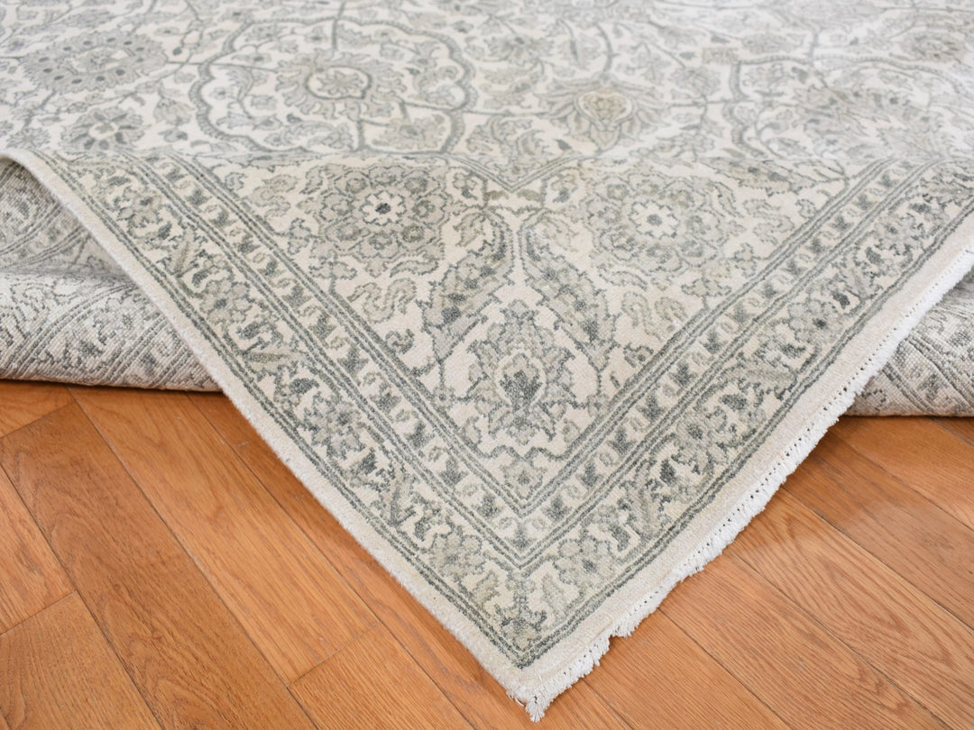 8'10" x 12'0" New Hand Knotted Ivory Silk Rectangle Oriental Rug - MOA10287155