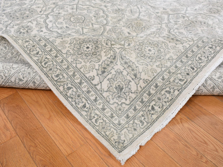 8'10" x 12'0" New Hand Knotted Ivory Silk Rectangle Oriental Rug - MOA10287155
