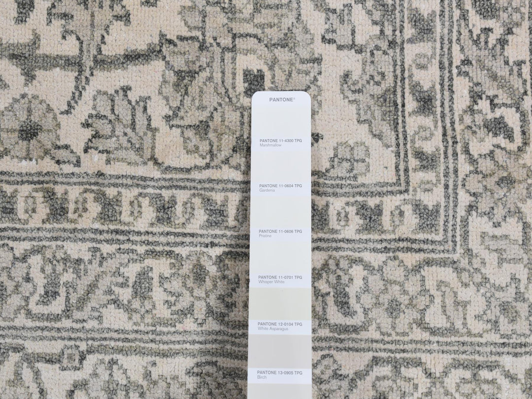 8'10" x 12'0" New Hand Knotted Ivory Silk Rectangle Oriental Rug - MOA10287155