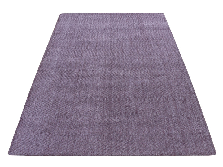5'1" x 7'1" New Hand Loomed Purple Wool Rectangle Oriental Rug - MOA10287160