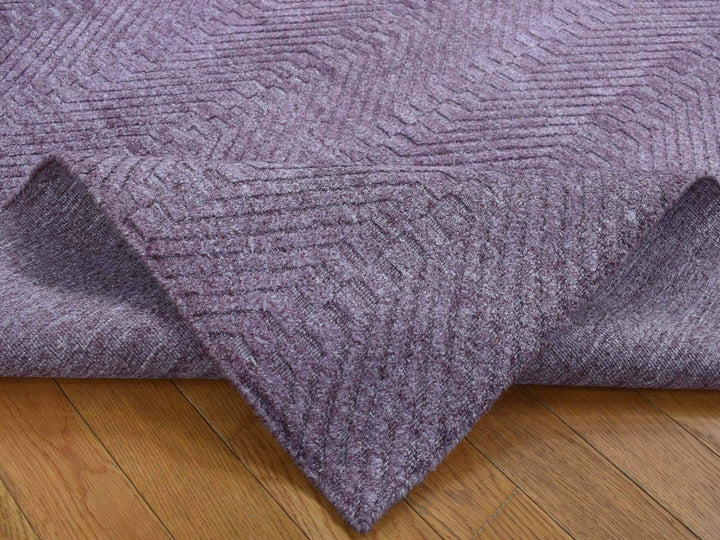 5'1" x 7'1" New Hand Loomed Purple Wool Rectangle Oriental Rug - MOA10287160