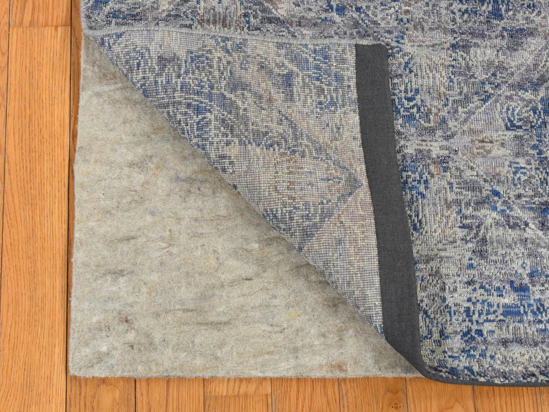 4'9" x 7'0" New Hand Knotted Grey Wool & Silk Rectangle Oriental Rug - MOA10287170