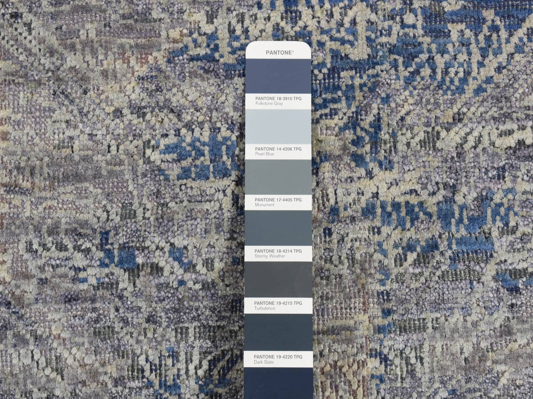4'9" x 7'0" New Hand Knotted Grey Wool & Silk Rectangle Oriental Rug - MOA10287170