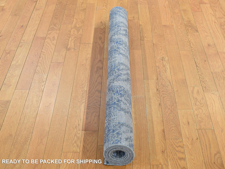 4'9" x 7'0" New Hand Knotted Grey Wool & Silk Rectangle Oriental Rug - MOA10287170