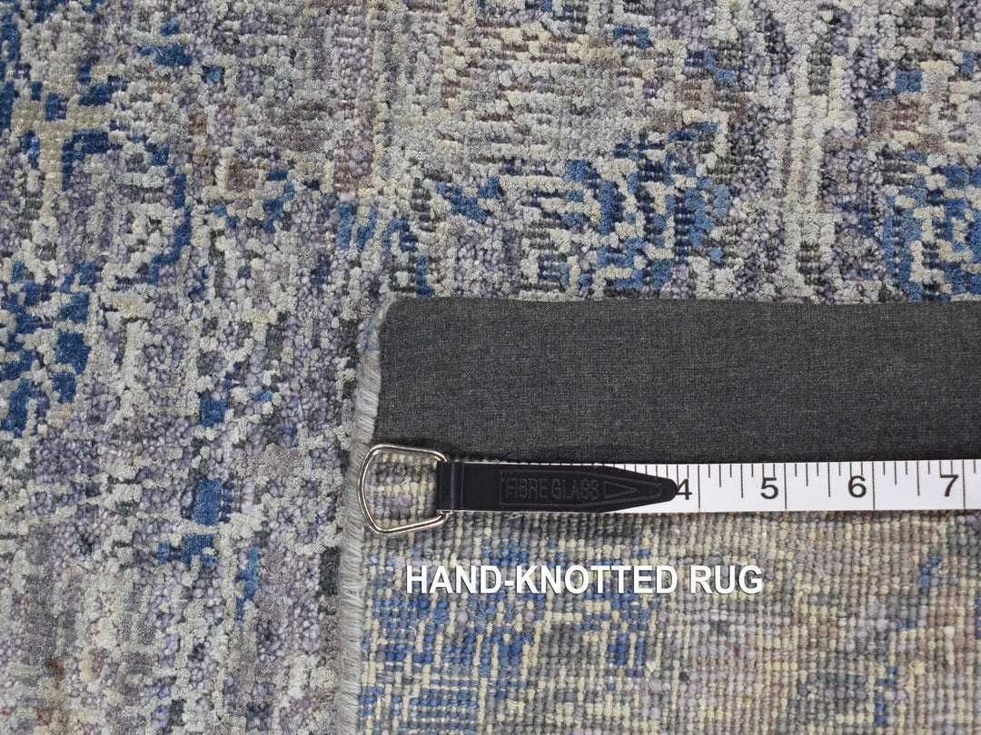 4'9" x 7'0" New Hand Knotted Grey Wool & Silk Rectangle Oriental Rug - MOA10287170