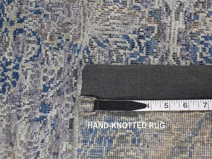 4'9" x 7'0" New Hand Knotted Grey Wool & Silk Rectangle Oriental Rug - MOA10287170