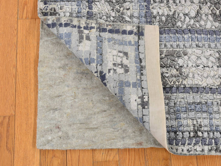 5'2" x 6'10" New Hand Knotted Grey Wool & Silk Rectangle Oriental Rug - MOA10287177