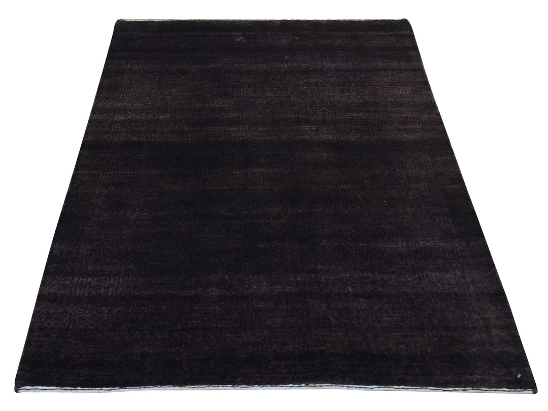 4'0" x 5'8" New Hand Knotted Brown Wool & Silk Rectangle Oriental Rug - MOA10287183