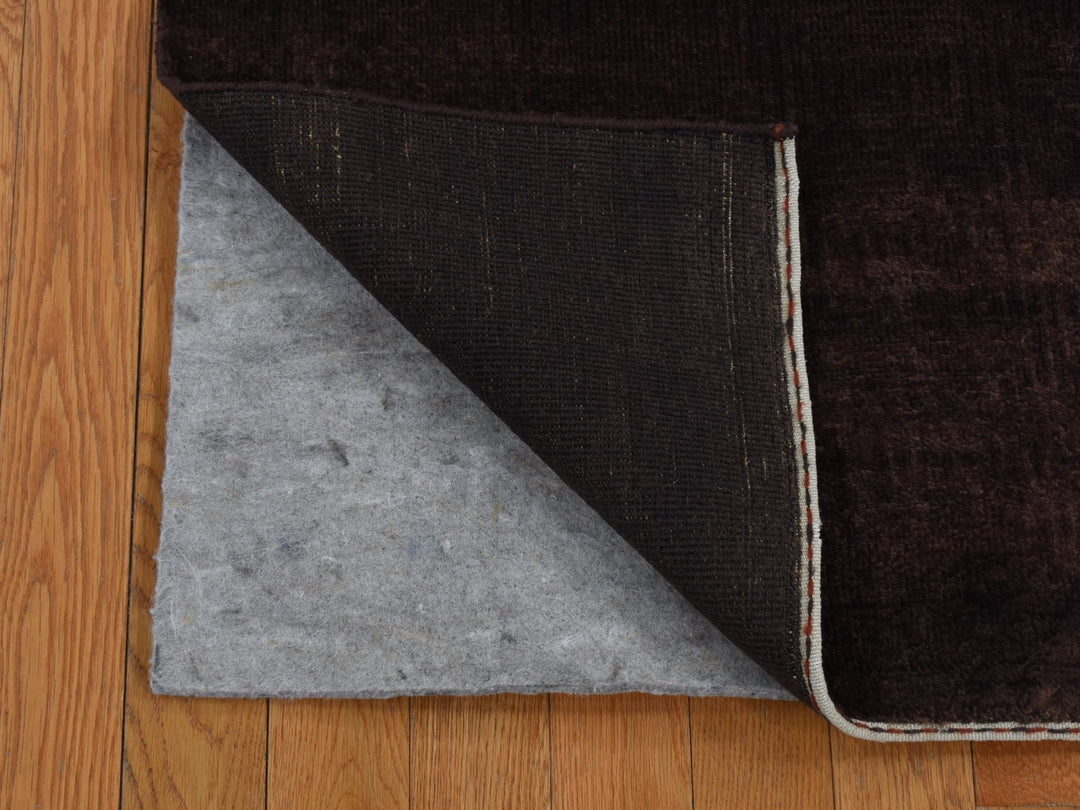 4'0" x 5'8" New Hand Knotted Brown Wool & Silk Rectangle Oriental Rug - MOA10287183