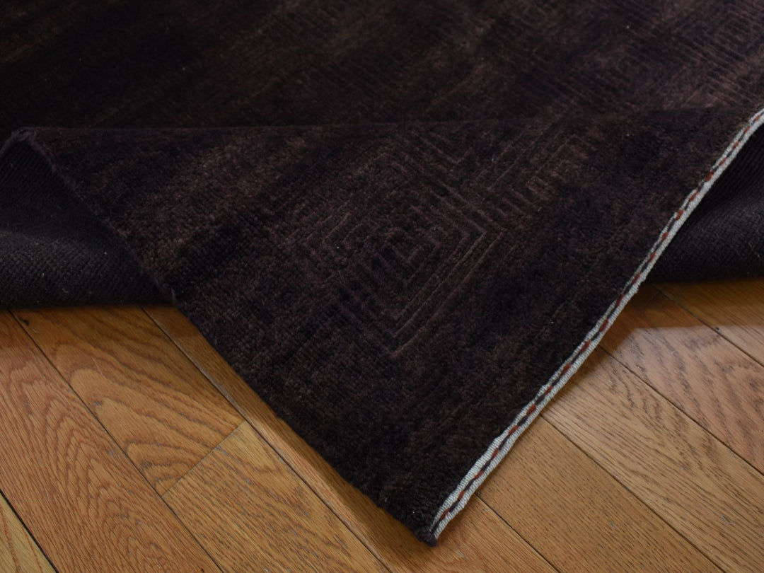 4'0" x 5'8" New Hand Knotted Brown Wool & Silk Rectangle Oriental Rug - MOA10287183