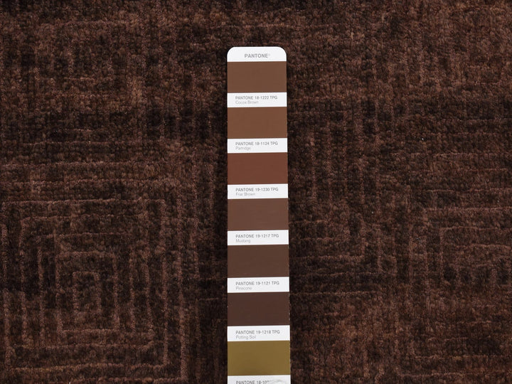 4'0" x 5'8" New Hand Knotted Brown Wool & Silk Rectangle Oriental Rug - MOA10287183