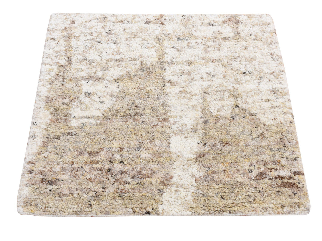 3'0" x 3'0" New Hand Knotted Brown Wool Rectangle Oriental Rug - MOA10287190