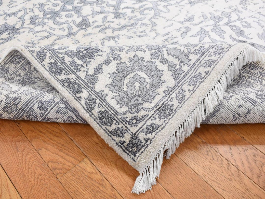 5'2" x 7'0" New Hand Knotted Ivory Silk Rectangle Oriental Rug - MOA10287191