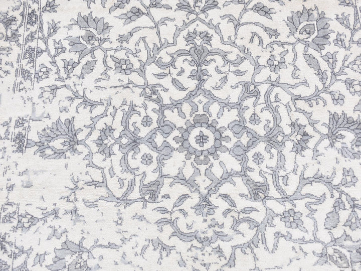 5'2" x 7'0" New Hand Knotted Ivory Silk Rectangle Oriental Rug - MOA10287191