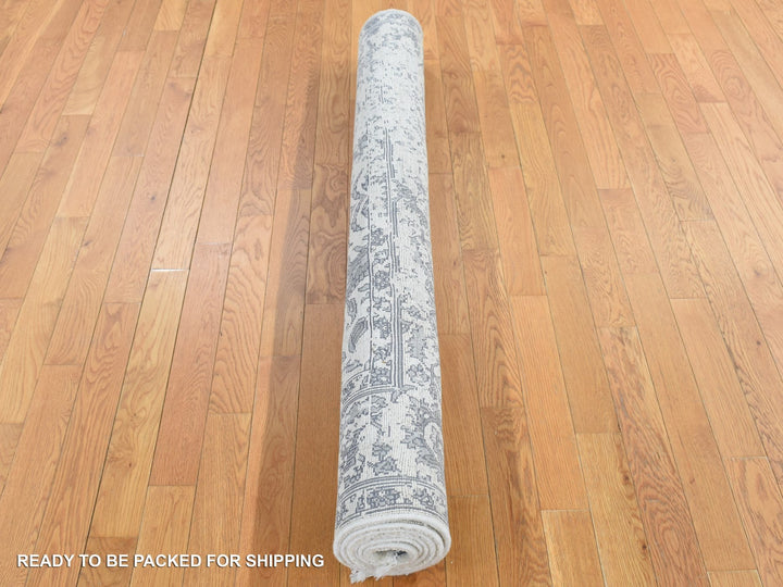 5'2" x 7'0" New Hand Knotted Ivory Silk Rectangle Oriental Rug - MOA10287191