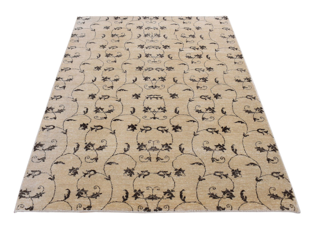 4'7" x 6'4" New Hand Knotted Beige Wool Rectangle Oriental Rug - MOA10287199