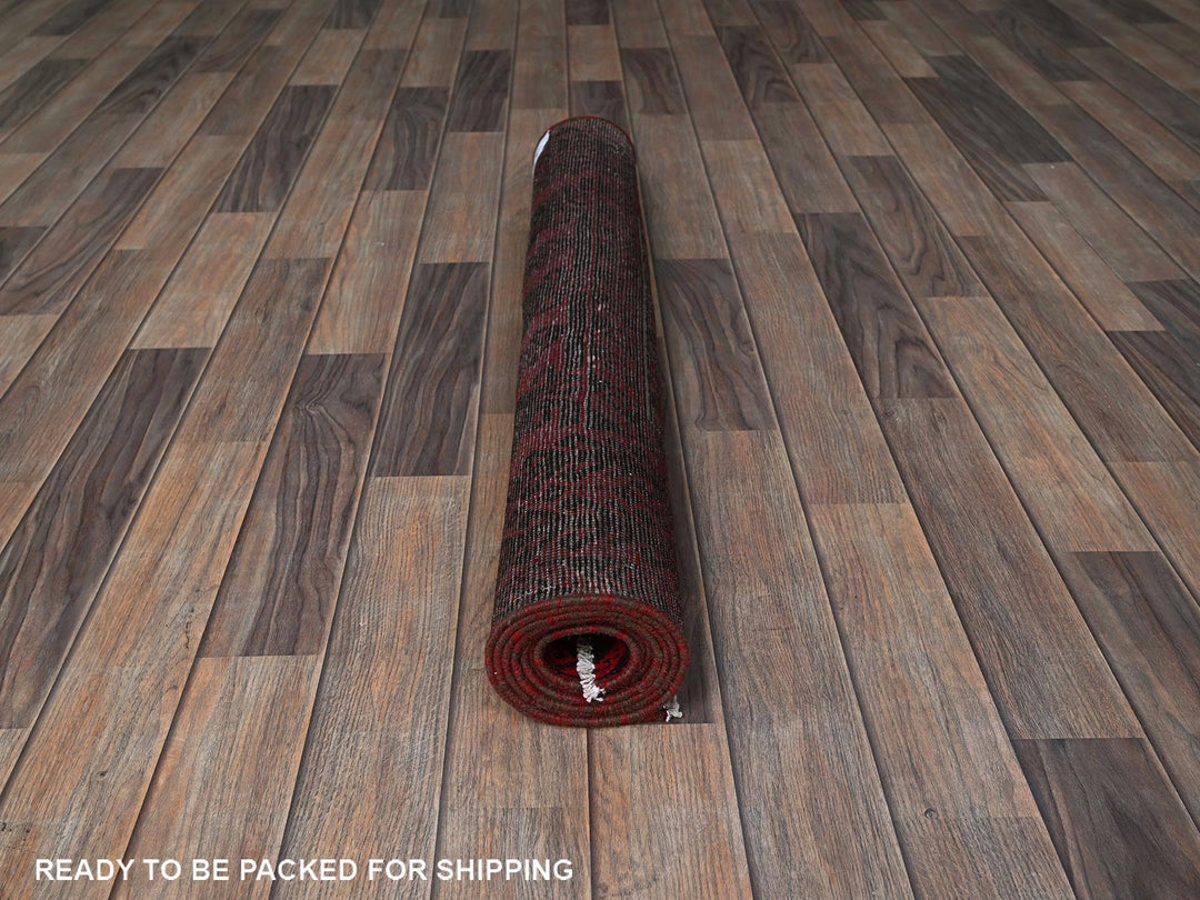 3'3" x 6'8" Vintage Hand Knotted Red Wool Runner Oriental Rug - MOA102871
