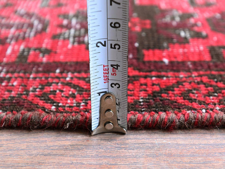 3'3" x 6'8" Vintage Hand Knotted Red Wool Runner Oriental Rug - MOA102871