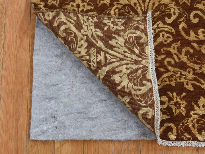 2'6" x 7'9" New Hand Knotted Brown Wool & Silk Runner Oriental Rug - MOA10287210
