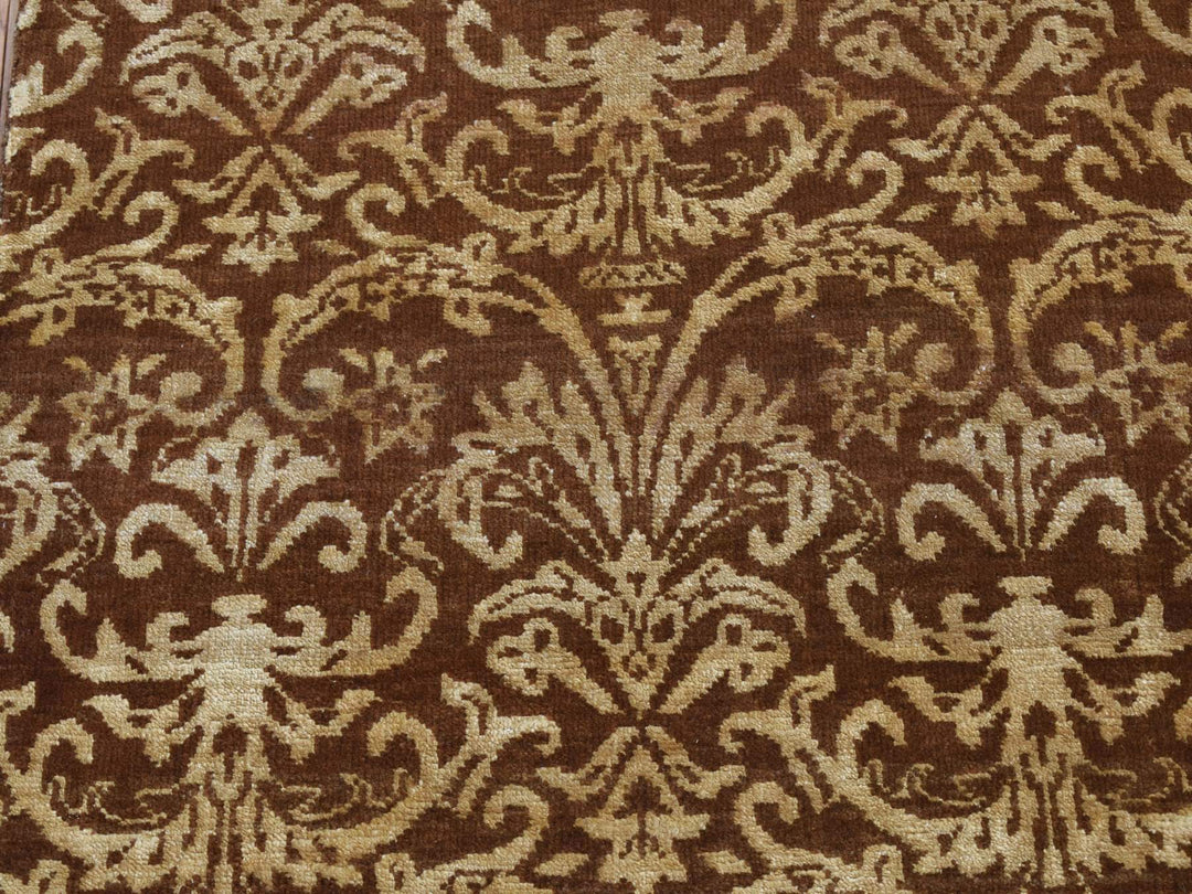 2'6" x 7'9" New Hand Knotted Brown Wool & Silk Runner Oriental Rug - MOA10287210