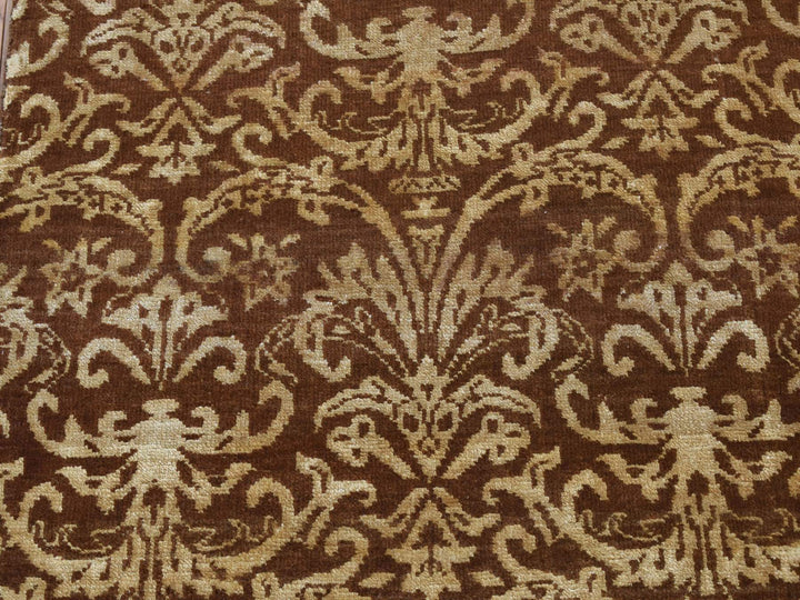 2'6" x 7'9" New Hand Knotted Brown Wool & Silk Runner Oriental Rug - MOA10287210