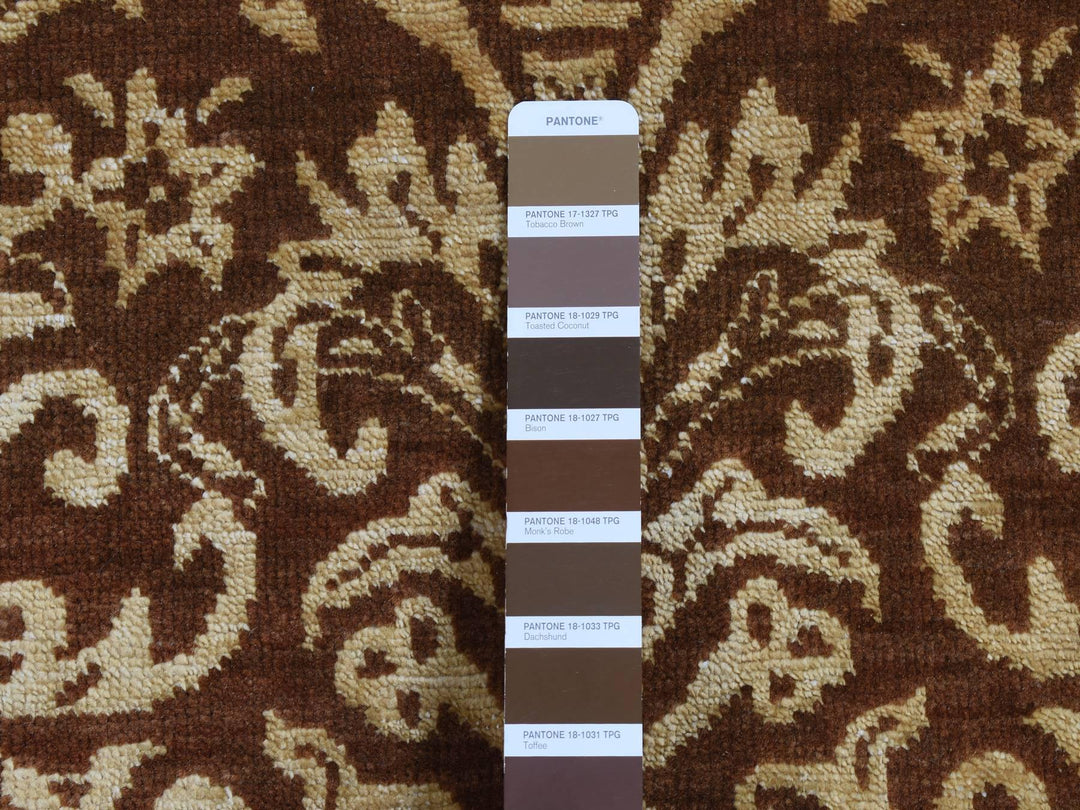 2'6" x 7'9" New Hand Knotted Brown Wool & Silk Runner Oriental Rug - MOA10287210