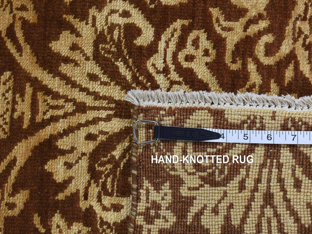 2'6" x 7'9" New Hand Knotted Brown Wool & Silk Runner Oriental Rug - MOA10287210