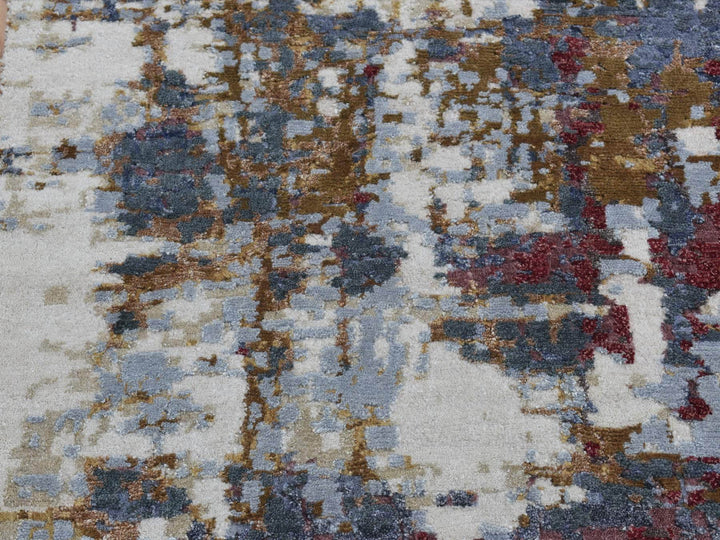2'7" x 8'1" New Hand Knotted Red Wool & Silk Runner Oriental Rug - MOA10287211