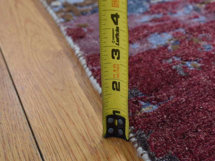 2'7" x 8'1" New Hand Knotted Red Wool & Silk Runner Oriental Rug - MOA10287211