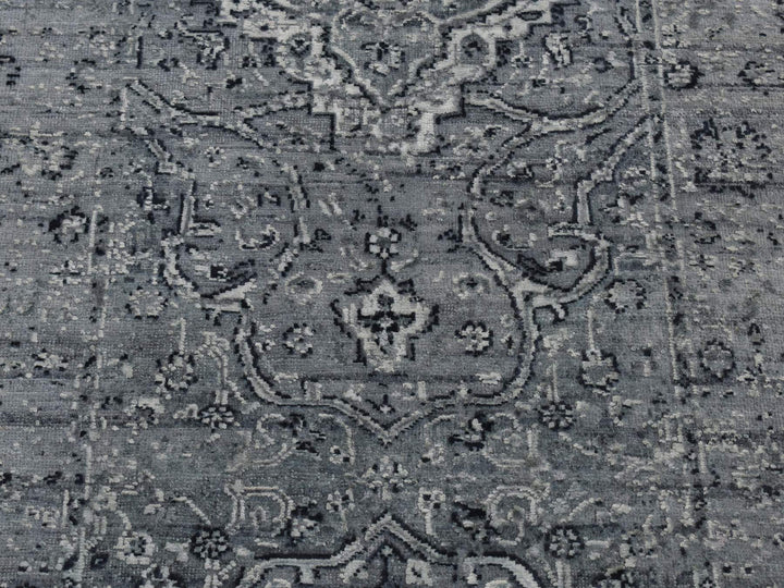 2'9" x 7'10" New Hand Knotted Grey Wool & Silk Runner Oriental Rug - MOA10287212