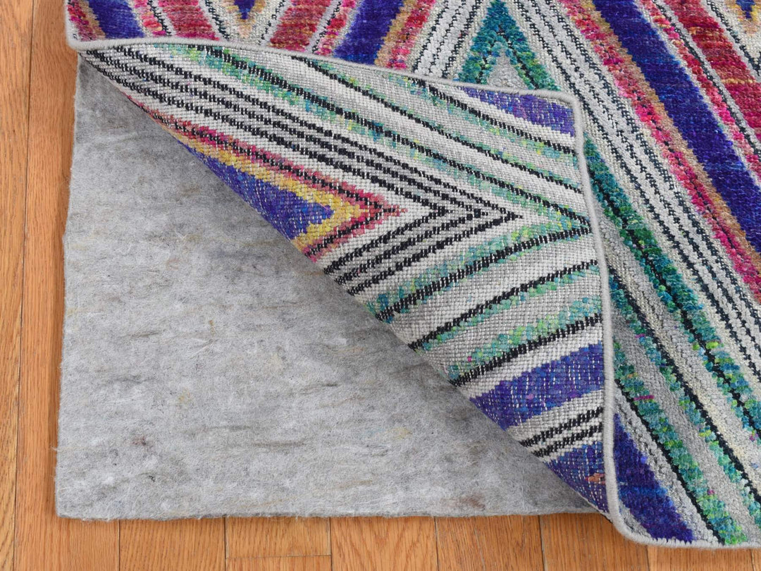 4'0" x 6'2" New Hand Knotted Pink Wool & Silk Rectangle Oriental Rug - MOA10287215