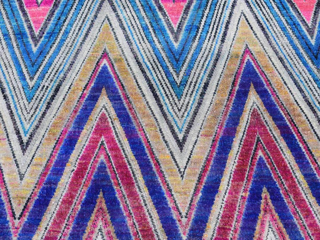 4'0" x 6'2" New Hand Knotted Pink Wool & Silk Rectangle Oriental Rug - MOA10287215