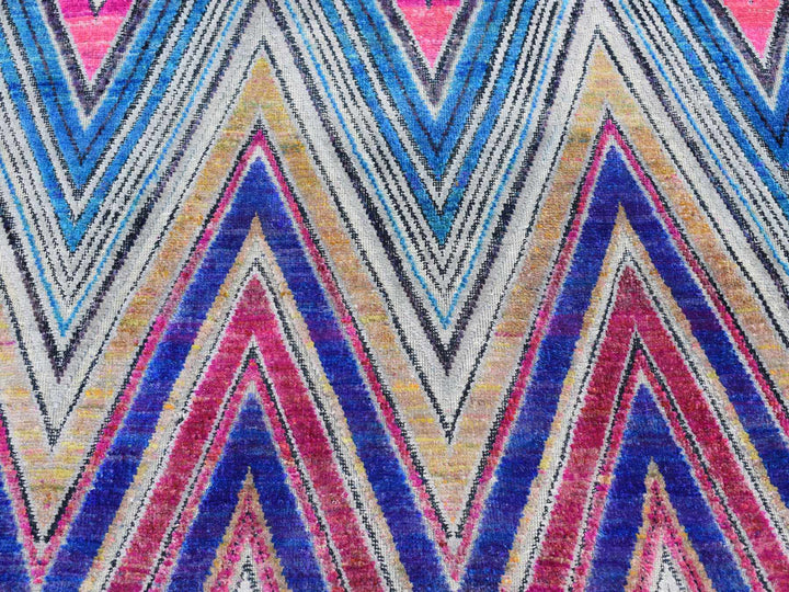 4'0" x 6'2" New Hand Knotted Pink Wool & Silk Rectangle Oriental Rug - MOA10287215