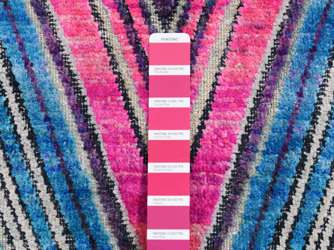 4'0" x 6'2" New Hand Knotted Pink Wool & Silk Rectangle Oriental Rug - MOA10287215