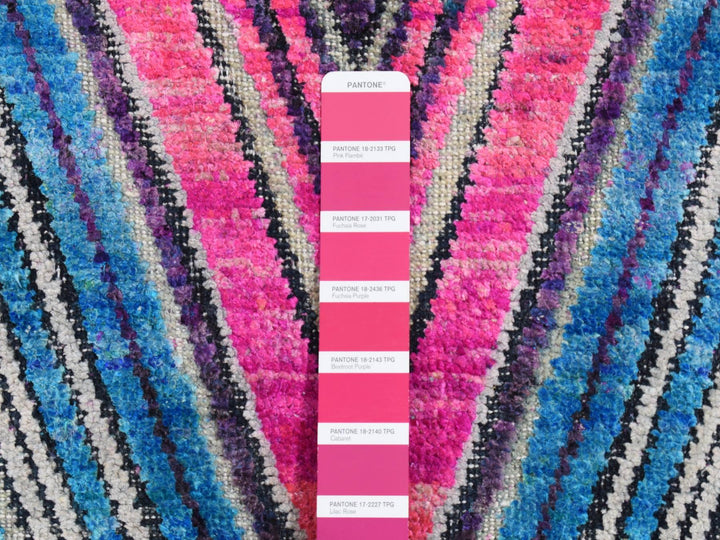 4'0" x 6'2" New Hand Knotted Pink Wool & Silk Rectangle Oriental Rug - MOA10287215