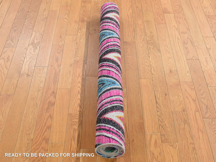 4'0" x 6'2" New Hand Knotted Pink Wool & Silk Rectangle Oriental Rug - MOA10287215
