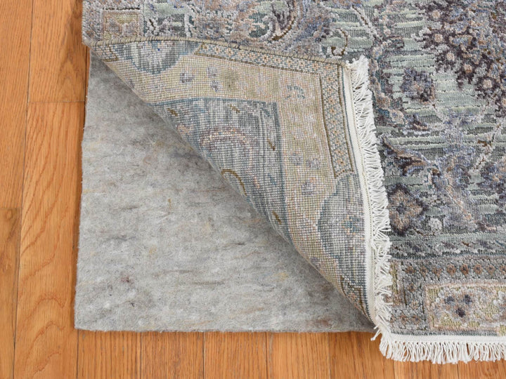 4'1" x 6'2" New Hand Knotted Green Wool & Silk Rectangle Oriental Rug - MOA10287217