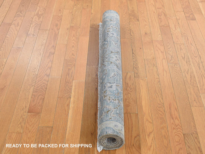 4'1" x 6'2" New Hand Knotted Green Wool & Silk Rectangle Oriental Rug - MOA10287217