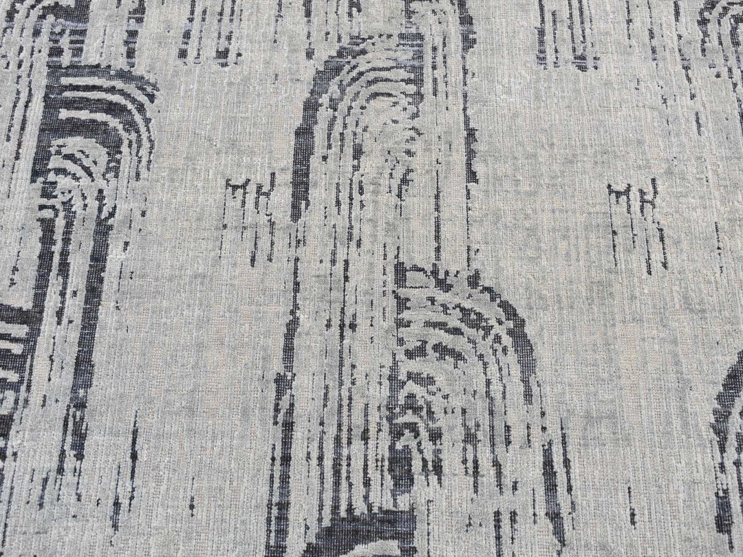 4'0" x 6'3" New Hand Knotted Grey Wool & Silk Rectangle Oriental Rug - MOA10287218