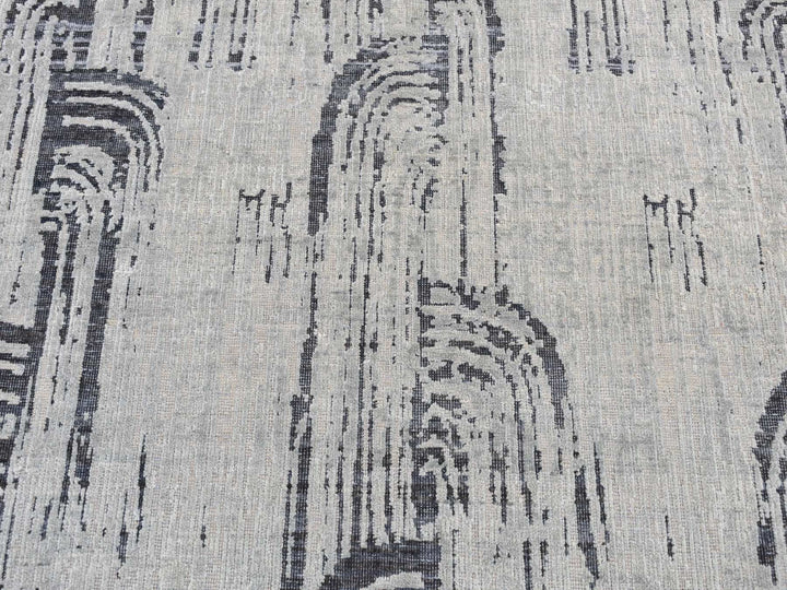 4'0" x 6'3" New Hand Knotted Grey Wool & Silk Rectangle Oriental Rug - MOA10287218