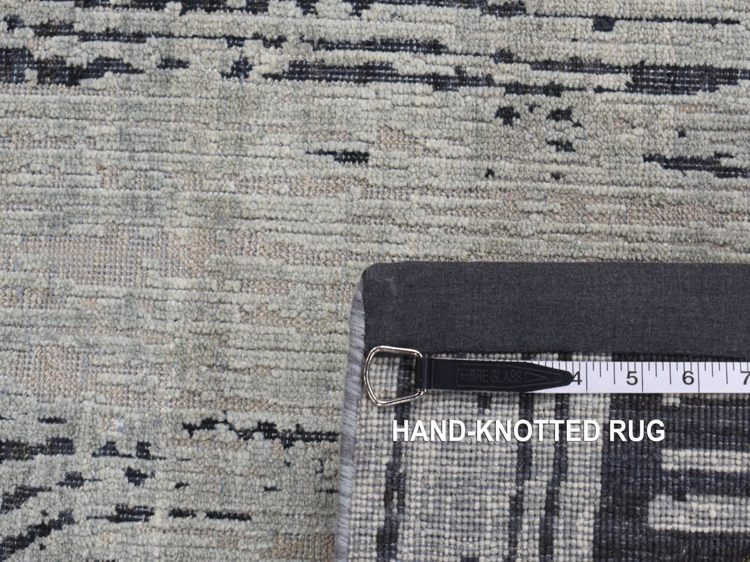 4'0" x 6'3" New Hand Knotted Grey Wool & Silk Rectangle Oriental Rug - MOA10287218