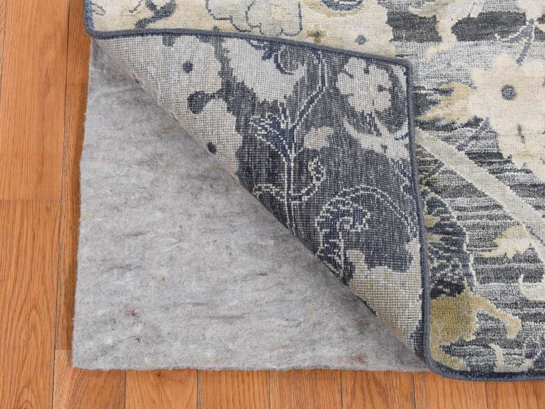 4'0" x 6'3" New Hand Knotted Grey Wool & Silk Rectangle Oriental Rug - MOA10287219