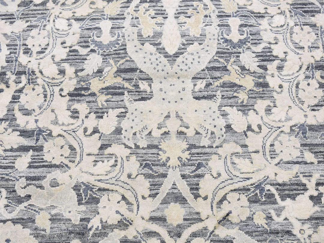 4'0" x 6'3" New Hand Knotted Grey Wool & Silk Rectangle Oriental Rug - MOA10287219