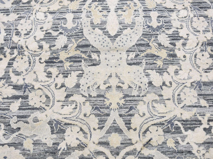 4'0" x 6'3" New Hand Knotted Grey Wool & Silk Rectangle Oriental Rug - MOA10287219